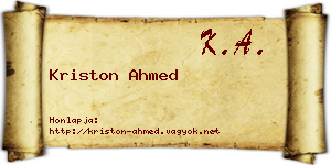 Kriston Ahmed névjegykártya